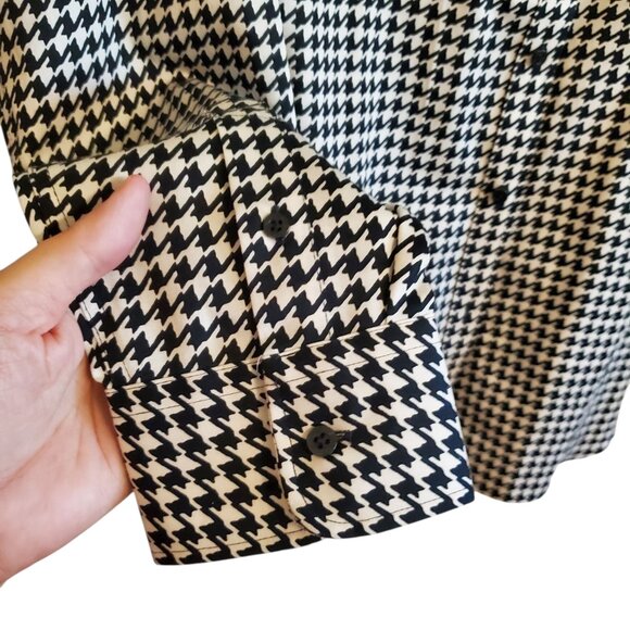 Lauren Ralph Lauren Non Iron Button Up Shirt Black/Ivory Houndstooth Size XL - Picture 6 of 15